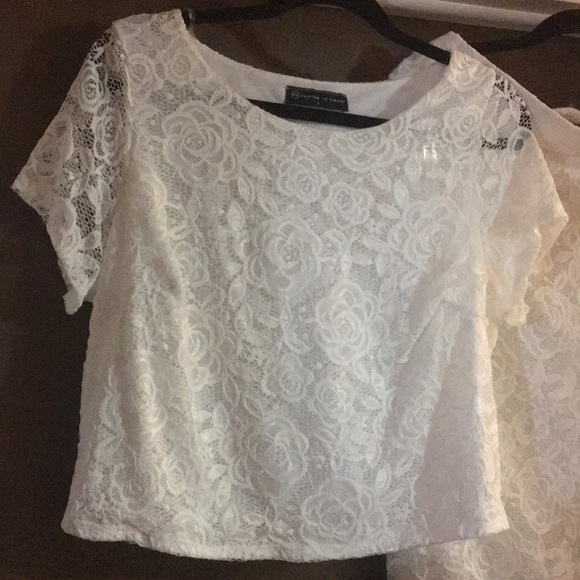 Lace Crop Top and Skirt Set - Picture 2 of 5